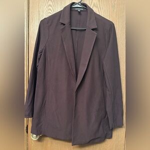Eileen Fisher Petite Crepe‎ Blazer Size PS/PP Brown Stretch Open Front